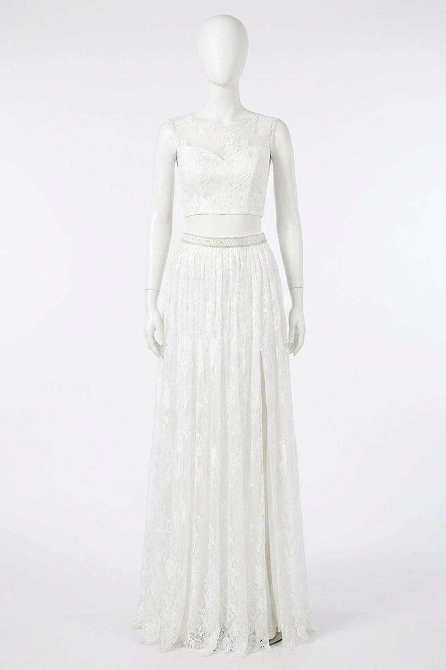 NEW SHERRI HILL two-piece lace prom dress in ivory